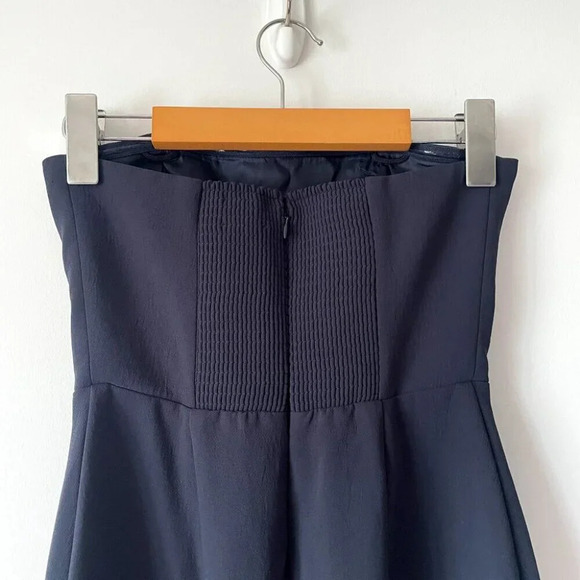 Aritzia Wilfred Endless Strapless Crepe Wide Leg Jumpsuit in Dark Navy Size 00 - Picture 6 of 9